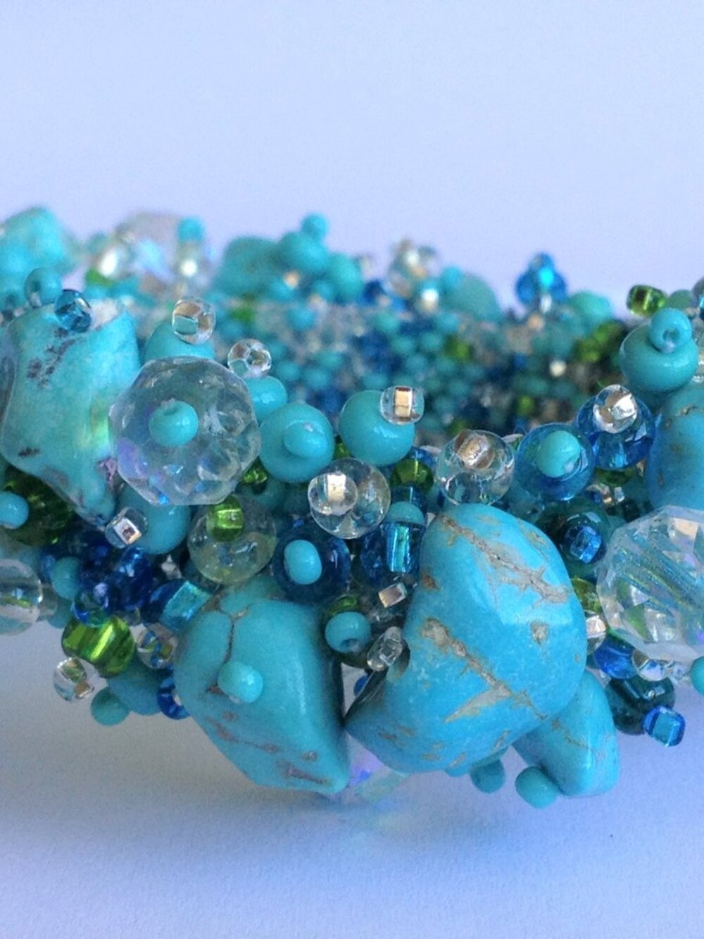 Czech Glass Bead "OVERLOAD" TURQUOISE & BLUE Bracelet